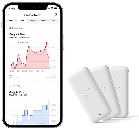 SwitchBot IP65 Hygrometer Thermometer Innen Außen, Bluetooth Thermometer con Taupunkt/VPD/Absolute Feuchtigkeitssensor, Außenthermometer, Datenspeicherung für Gewächshaus Weinkeller 3er-Pack