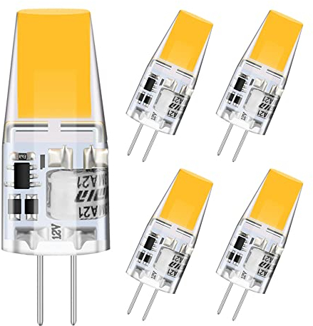 tkhetiana 3W G4 LED Lampen,Nicht Dimmbar LED Birnen Leuchtmittel 3000K Warmweiß,LED Birnen Glühbirne Ersatz Halogenlampen,AC/DC 12V G4 Led Glühbirne,360° Abstrahlwinkel,4er Pack