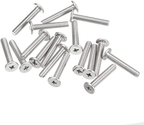 sourcing map Lot de 50 vis à tête ronde plate M3-0,5 x 16 mm en acier inoxydable 304 Phillips Drive vis à métaux pour fixation de meubles