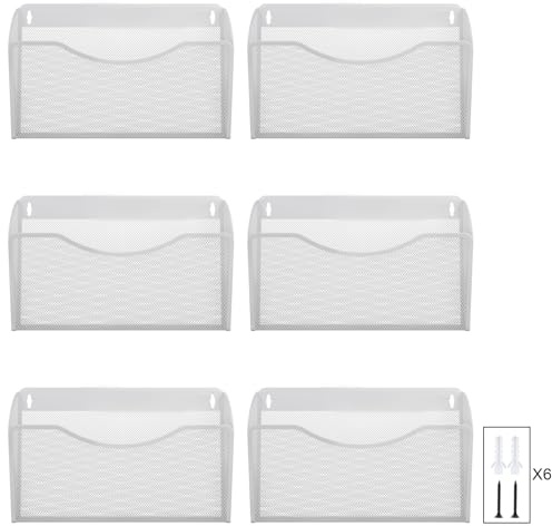 EasyPAG Metall Querformat A4 Zeitschriftenhalter Wand Zeitschriften Wandhalter Aktenablage Dokumentenhalter Hängend Magazin Organizer,6er-Pack,Weiß