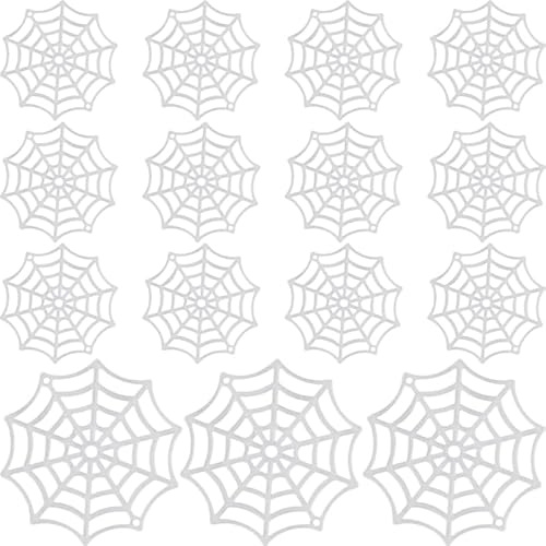 MERRYHAPY 150Pcs Plastic Spider Web Halloween Decoration Luminous Spider Web Accessories for Halloween Parties Indoor and Outdoor Haunted House Decor