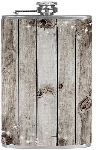 Flasque avec entonnoir Flacons personnalisés,Planche grise vintage,Petit flacon portatif en acier inoxydable pour l'alcool