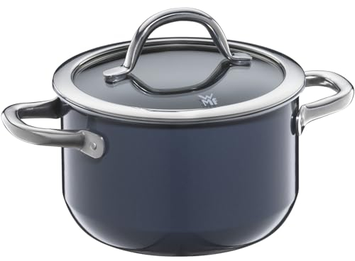 WMF Fusiontec Inspire Kochtopf klein 16 cm Glasdeckel, Fleischtopf Induktion, 1,3l, kleiner Topf Kochtopf klein, High-Tech Keramik, kratzfest, unbeschichtet, dunkelblau, Made in Germany