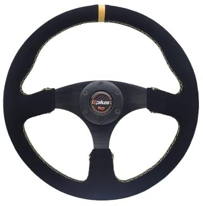 LAPooh Sportlenkrad Auto-Styling-Sportlenkrad, universell, 14 Zoll, 350 mm, Aluminium, Nachrüstung, modifiziert, Rot, Gelb SportlenkräDer (Color : Alcantara-Yellow)