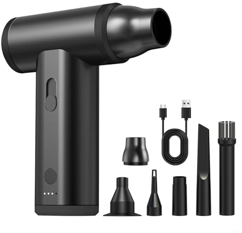Zoegneer Tragbarer Mini-Turbo-Ventilator mit LED-Beleuchtung, Staubbeseitigung, Hochgeschwindigkeits-Leistung für Outdoor-PC-Tastatur (schwarz)