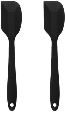 SGERUFZ 2 Pcs Espátula de Silicona para Cocina Utensilio de Cocina Antiadherente y Resistente al Calor Herramienta de Hornear y Cocinar Negro
