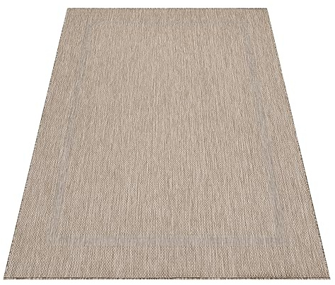 Stilvoll Günstig by ELMM Outdoor Kurzflor Teppich Beige 60 x 100 cm – Einfarbig, 5 mm, Polypropylen, Polypropylen-Rücken, für Balkon, Terrasse & Garten