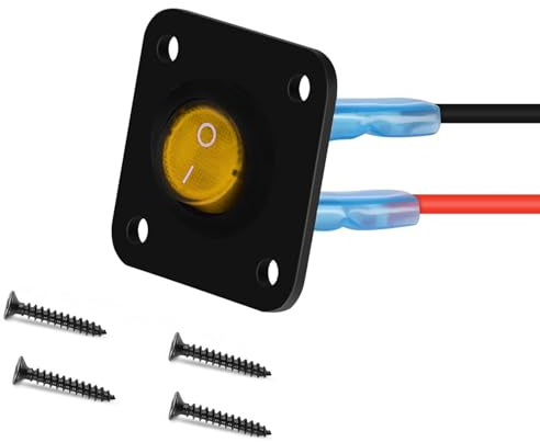 RUNCCI-YUN LED Kippschalter Rund, Runde Schalter, DC12V-24V 10A ON/OFF Wippschalter, 1 Gang Wippschalter Panel, Für Auto Boot, Haushaltsgeräten, Motorrädern, Schiffen Usw（Gelb ）