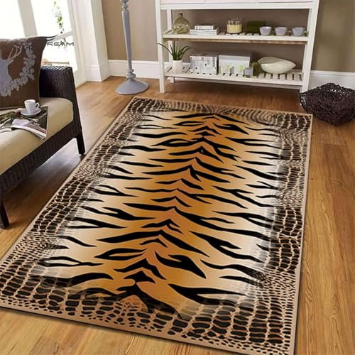 Bettvorleger 3D-Illusionsteppich Kleiner Teppich Tiger- Und Tierleopardenmuster Teppich,Schlafzimmerteppich,Jungenteppiche Für Schlafzimmer,Wohnzimmerteppich 140 X 200 cm - Leicht Zu Reini-3063261224