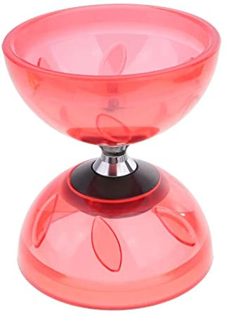 Qianly Jonglier Diabolo Set mit Dreifachlager Und Stöcken, rot, 13cm