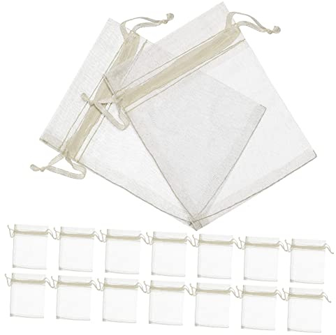 HAPINARY 100 Stück Kleine Organzabeutel mit Kordelzug Leichte Dekorative Verpackungsbeutel aus Organza als Geschenktüten für Geburtstagsfeiern oder Weihnachten