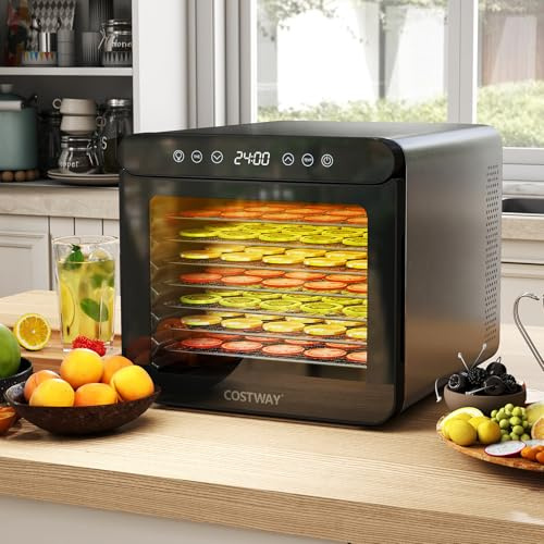 GOPLUS Déshydrateur Alimentaire 7 Plateau en Acier Inoxydable | Appareil de Séchage Température 30 à 75℃, Minuterie 24H, pour Viande, Légumes, Herbes, Fruits, 40x34x32CM