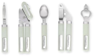 Laura Ashley 5 Pcs Lot Ustensile Cuisine en Acier Inox – Poignée Souple, Résistant à la Chaleur et Lavable au Lave-Vaisselle – Set Ustensile Cuisine Idéal pour Toutes vos Préparations