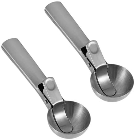 2 cucharas antiadherentes de acero inoxidable para helado, diseño de inicio, para congelar yogures, sorbetes, pasteles