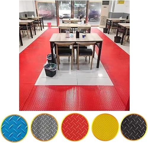 Tapete Premium para Garaje - Rollo de Vinilo de 1,6 mm de Grosor, tapetes Oxford de Goma Resistentes para casa y Garaje, Suelo de PVC Antideslizante para pasillos y Espacios de Trabajo (Rojo