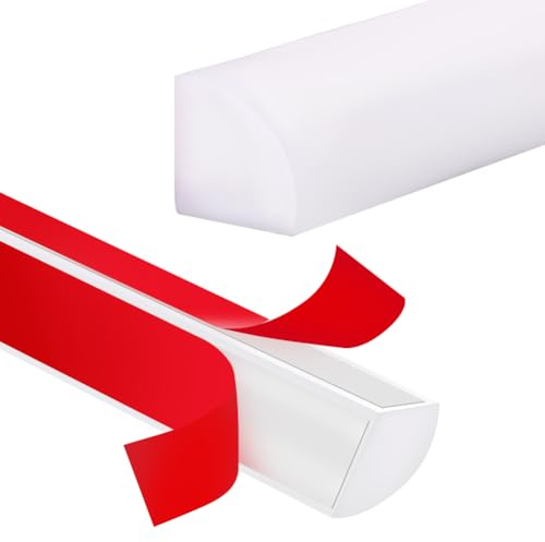 CRASPIRE Moldura Cuarto Círculo Blanca 984 pie/1181 Pulgada Borde Flexible Y Flexible Autoadhesiva Doble Cara Silicona para Ducha Tira Agua para Pared Escalera Gabinete Esquina Piso