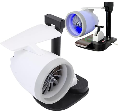 Garsent Turbojet -Desktop -Lüfter mit Luftbefeuchter, Flugzeugstrahlmotorendesschungsventilator, JET -Motor -Lüfter, JET -Desktop -Lüfter, Flugzeugstrahl -Motorventilator, 4000 U (blaues Licht)