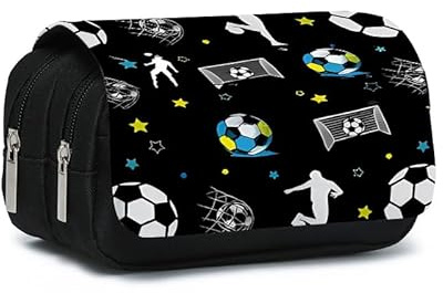 Fußball Kinder Federmäppchen Mäppchen, Football Pencil Case, Tragbares Schreibwarenetui Stifttaschen, Doppelreißverschlüsse Stifttaschen,für Junge Mädchen Schule Studenten Fussball Fans Geschenk(A)