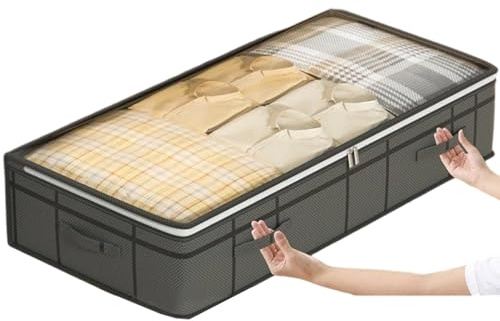 Sotto il letto, contenitore per riporre sotto il letto, contenitore da 90 l, sotto i vestiti, organizer per cassetti con coperchio trasparente, per camera da letto, dormitorio, appartamento