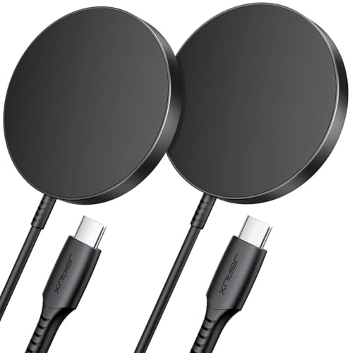 for iPhone 17 MagSafe Charger 2-Pack, JSAUX 15W Magnetic Wireless Charger for MagSafe Charger, iPhone 17e/17 Air Pro Max/16/15/14/13/12 Series/Airpods, Mag Wireless Charging Pad-Black
