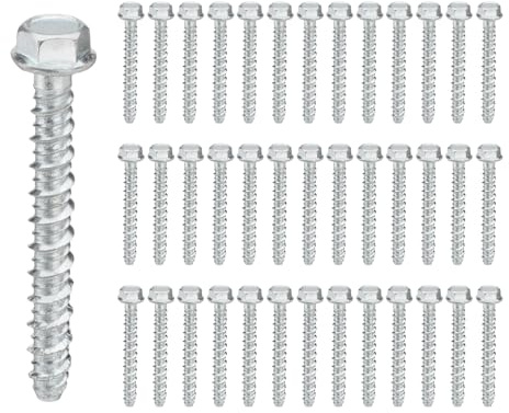 Venussar 40 PCS 1/2 x 4 Concrete Screw Anchors, Large Diameter Heavy Duty Screw Anchor for Concrete, Masonry, Brick, Block Anchoring