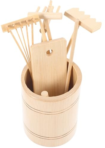 GLSTOY Mini Râteau de Jardin Zen avec Bambou Naturel Outils Compacts pour Bac à Sable Décoration Méditative pour Maison et Bureau