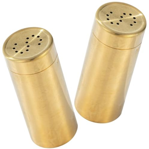 2pcs Stainless Steel Pepper Shakers Golden Reusable for Spices | Seasoning Bottles, Kitchen Spice Jars, Easy Sprinkle Lid, Organizing Seasoning and Storing Spices