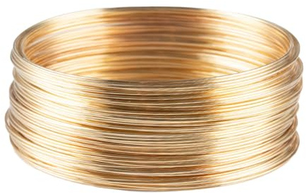 drburpily Minnestråd med pärltråd med 50 öglor i varje förpackning för smyckestillverkning och gör-det-själv-hantverk, som armband, örhängen av minnesståltråd, gör-det-själv-hantverk, Ljus guld