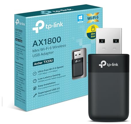 NEW TP-Link Archer TX23U AX1800 WiFi Dongle, Dual-Band USB Adapter for PC | WiFi 6 USB 3.0 Adpater, MU-MIMO & OFDMA, WPA3 Security, Miniature Design, Plug & Play, Gaming/Streaming for Win 10/11