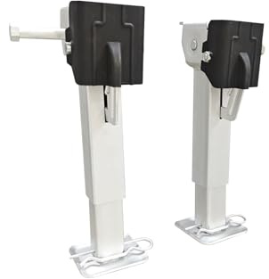 BERGER Kurbel-Hubstütze Stützen Set, 500kg pro Stütze, 290-460 mm | Wohnwagen Stützlast, klappbare Stützfüße zur Stabilisierung für Caravan Wohnmobil & Anhänger, Stützbock höhenverstellbar