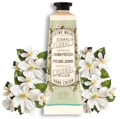Panier des Sens - Jasmine Hand Cream - For very Dry Hands and Skin - Vegan Hand Cream for Women and Men - With Almond & Olive Oil - Made in France 96% Natural Ingredients - 30ml