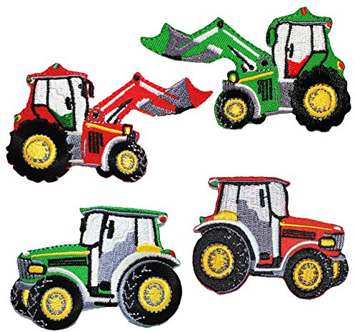 alles-meine.de GmbH 2 Stück Bügelbilder - Traktor - Verschiedene Modelle - 8,5 cm * 5,6 cm - Aufnäher Applikation - gestickter Flicken - Traktoren - Bauernhof/Kinder Jung..