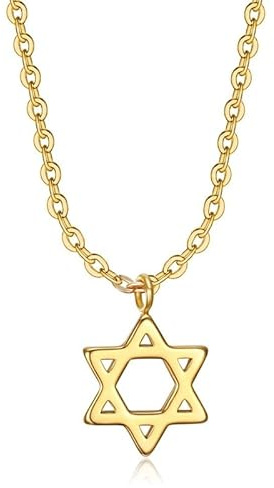 BOBIJOO JEWELRY - Piccolo Ciondolo Stella di David, Donna, Bambino, Ragazza 9mm Oro Argento Rosa + Catena - Acciaio Inossidabile Oro