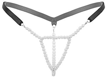 inhzoy kvinnor sexiga stringtrosor micro-trosor tanga stringtrosa med dubbelradiga pärlor T-back pärlstring erotiska underkläder trosor, Svart_b, one size