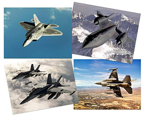 Artery8 Military SR-71 Blackbird F-15 Eagle F-16 Falcon F-22 Raptor Fighters Navy Planes Heminredning Väggkonst Poster Paket med 4