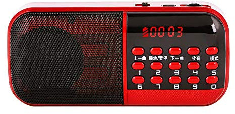Portable Digital FM Radio, Mini Pocket Radio 87.5-108MHz FM Stations Support TF Card Music Player with Noise Cancelling Sound for The Olds - Red
