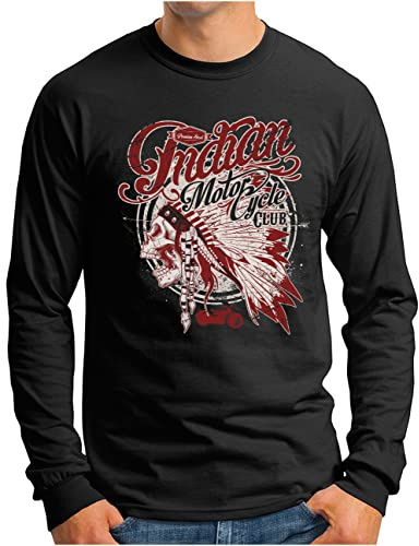 OM3® Indian-Motorcycle-Club Langarm Shirt | Herren | Skull Chopper Bike Motorbike | S - 4XL