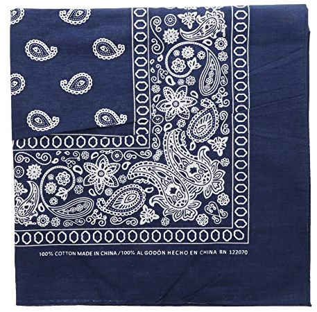 Motique Accessories Extra Large Paisley Bandana 27x27 Inch - Navy
