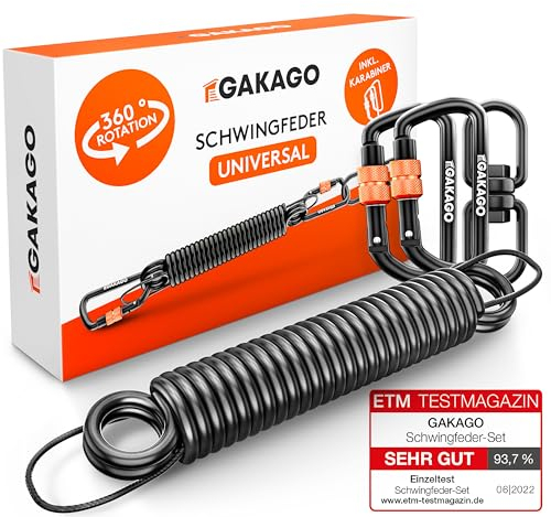 Gakago Muelle de Columpio para sillas Colgantes - Agradable balanceo Gracias al Muelle de 360° con Giro - Juego de muelles de Acero con Cable de Acero Inoxidable de Seguridad y 2 mosquetones