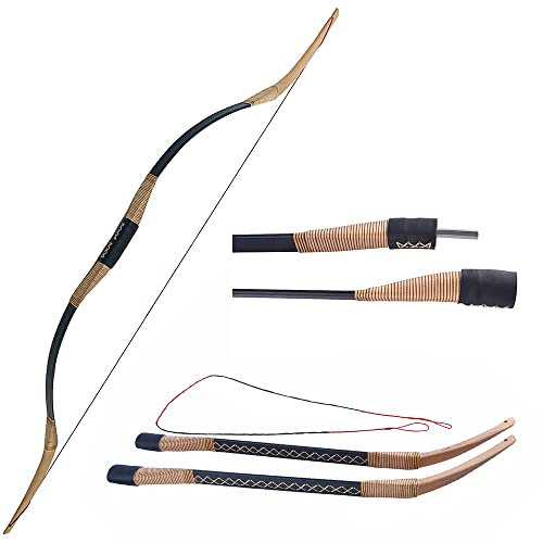 AMEYXGS Tiro con l'arco Arco Lungo Tradizionale Takedown Arco Ricurvo Arco da Caccia 20-35 libbre Horsebow Arco Mongolo per Tiro al Bersaglio all'aperto Pratica con la Mano Destra e Sinistra (30LBS)