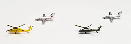 Vier Modelle für einen Preis als Geschenk für Flugzeugfans Helicopter Hubschrauber und Bizjet Set (2+2)