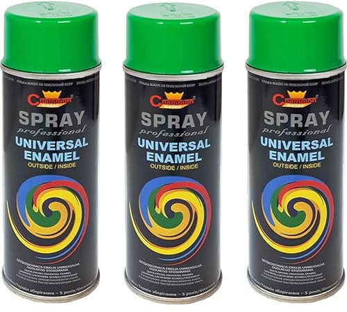 VE-INDUSTRIES Lackspray nach RAL 3er Sparpack Spraydose 400ml Buntlack für Holz, Metall (6002 Laubgrün)