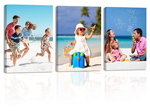 LZIMU Benutzerdefinierte Leinwanddrucke mit Ihren Fotos 3 teilig 13x18cm Upload Ihr Bild Auf Leinwand Bilderrahmen Wanddekoration Individuelle Geschenk Wandbildere(Gerahmt, 13x18cmx3 Stück)