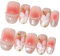 Sun&Beam Nails Handgefertigte Kunstnägel Mittel Lang Ovale Nägel zum Aufkleben in Rosa Blumen Perle Design mit Klebepads 10 Stück (#001 M)