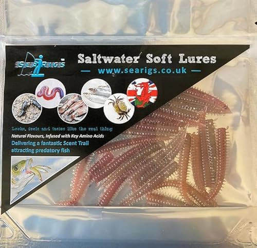 Bass Fishing Worms, Soft Plastic, Drop Shot, Soft Plastic Baits, Bass Fishing Lures, baits, Soft Worm Lures, Scent Infused 2 Ragworm Fishing Bait x24