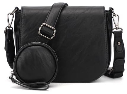 KL928 umhängetasche damen handtasche tasche schultertasche kleine Tasche damenhandtasche für Arbeit Einkaufen Reisen (Black)