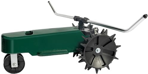 Hourleey Arroseur de voyage en métal robuste avec contrôle de vitesse variable avec bras réglables, arroseur rotatif automatique à 360 degrés pour pelouse, cour, jardin