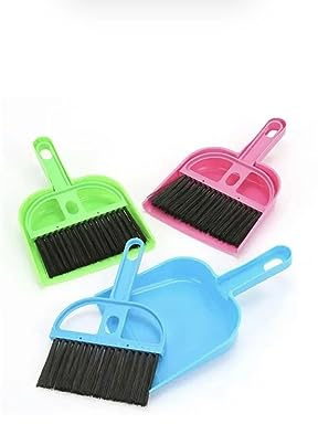 Mini Dust Pan with Brush Set for Computer Keyboard Counertop Long/Round Handle