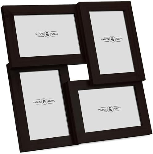 Aperture Photo Frame 6 x 4” | Wooden Photograph Frames | 4 Multi Picture Frame | Free Standing or Wall Mounted | M&W (Black)