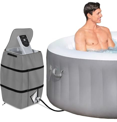 okcool Whirlpool-Heizungspumpenabdeckung, aufblasbare Whirlpool-Pumpenabdeckung, geeignet für die meisten Whirlpool-Spa-Heizungspumpen auf dem Markt (grau, quadratisch)